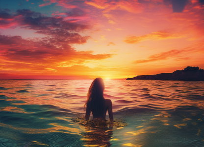 Mermaid Watching The Sunset