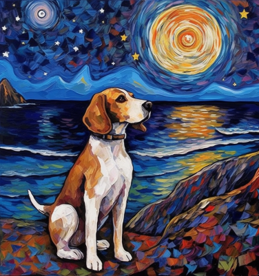 Mosaic Night Sky Beagle Doggie