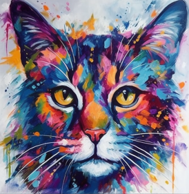 Painted Kitty With Big Whiskers