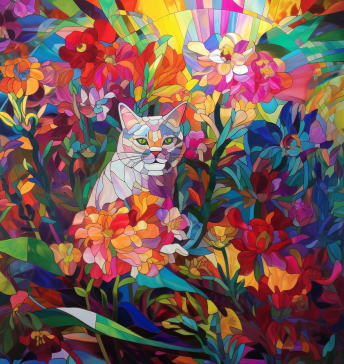 Pretty Kitty Cat In Wild Flowers