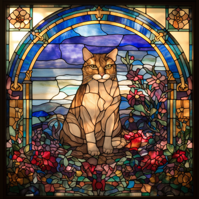 Proud Kitty In Stained Glass