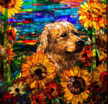 Stained Glass Golden Retriever