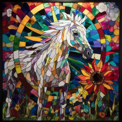 Unique Horse In A Stained Glass Window