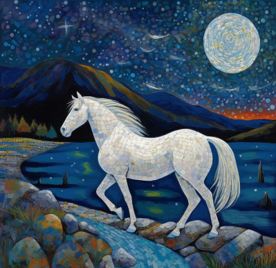 White Horse On A Night Stroll