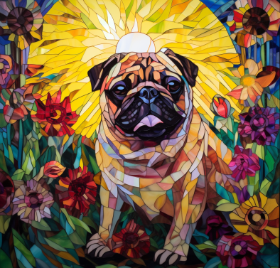 You Are My Sunshine Pug Stained Glass