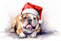 Thumbnail for Sweet Christmas Bulldog In Santa Hat