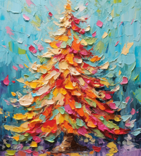 Thumbnail for Multi Color Christmas Tree Oil Painting