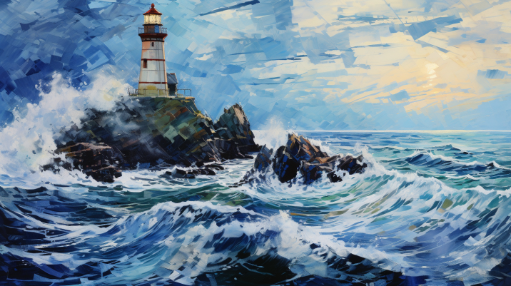 Mesmerizing Ocean Lighthouse In Waves