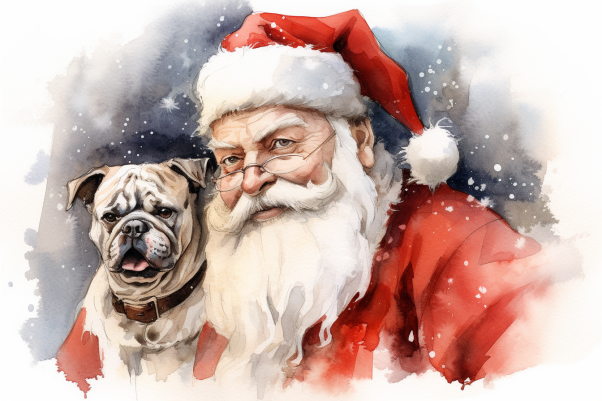 Santa And Bulldog