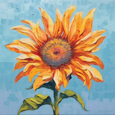 Painting Of A Golden Yellow Sunflower