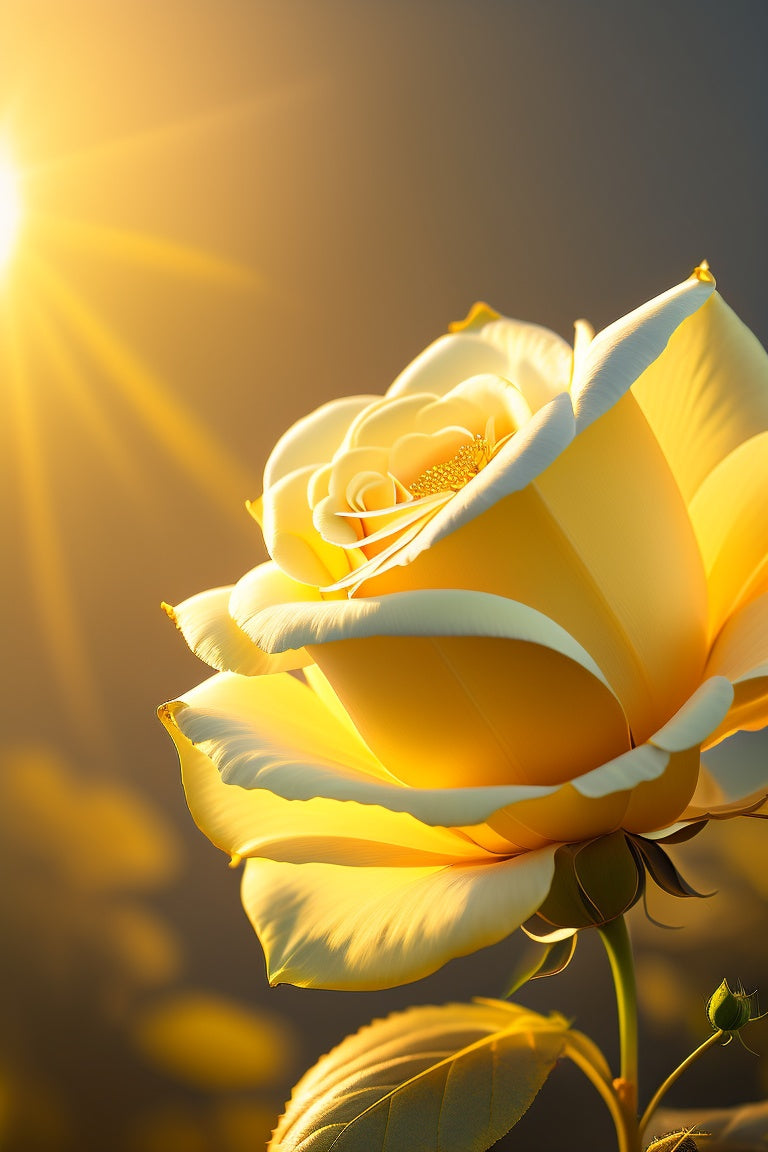 Yellow Rose Yellow Sun Rays