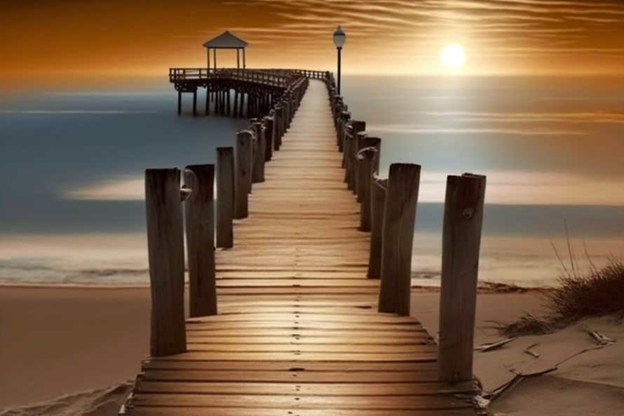 Large Paint By Numbers Kit - Pier at Sunset