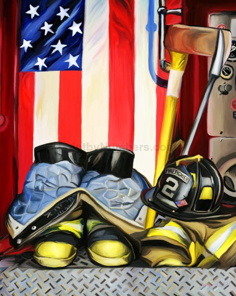 A Days Work Firefighter Art Paint By Numbers Kit