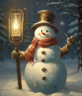 Happy Snowman Lights The Way
