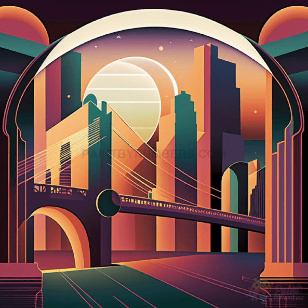 Abstract Art Deco Brooklyn Bridge New York Paint By Numbers Kit