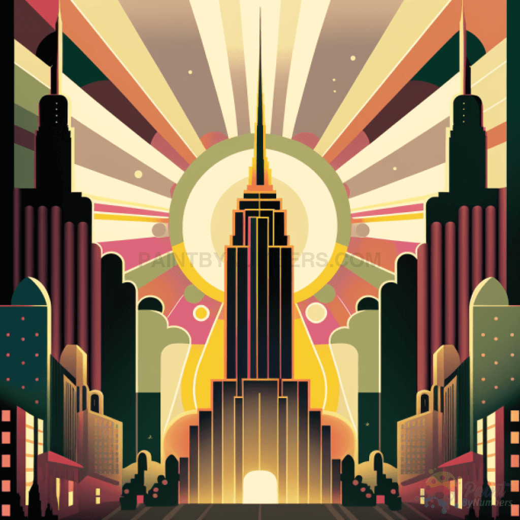 Abstract Art Deco Empire State New York Paint By Numbers Kit