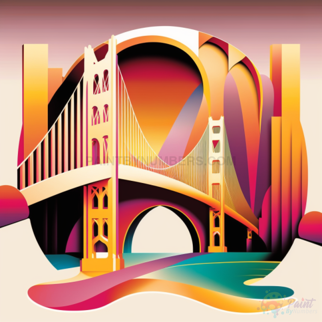 Abstract Art Deco Golden Gate Bridge San Francisco Paint By Numbers Kit