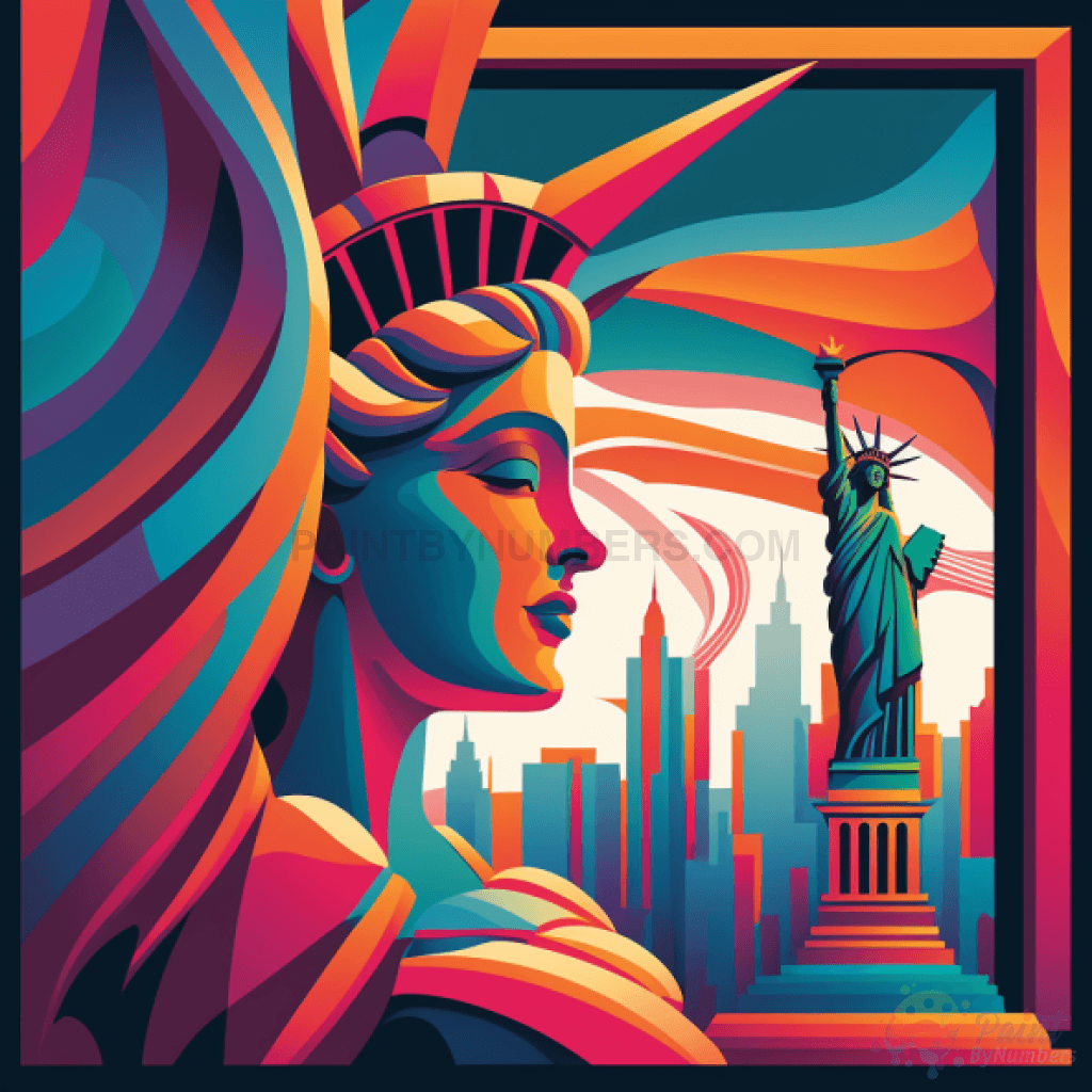 Abstract Art Deco Statue Of Liberty New York Paint By Numbers Kit