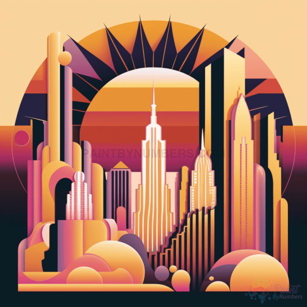 Abstract Art Deco World Trade Center New York Paint By Numbers Kit