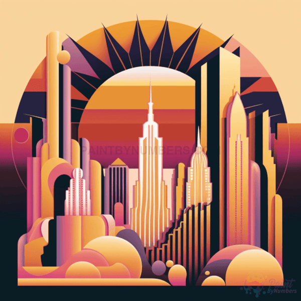 Abstract Art Deco World Trade Center New York – Paint By Numbers Abstract Art Deco World Trade Center New York – Paint By Numbers