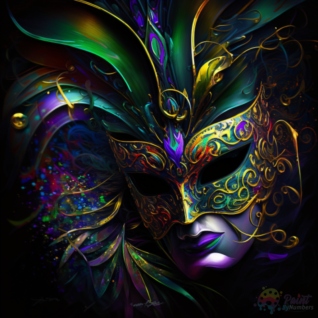 Abstract Mardi Gras Mask Paint By Numbers Kit