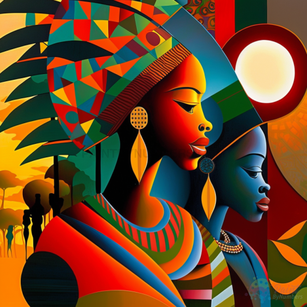 African Art Deco Colorful Two Women Paint By Numbers For Adults