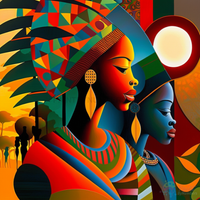 Thumbnail for African Art Deco Colorful Two Women Paint By Numbers For Adults