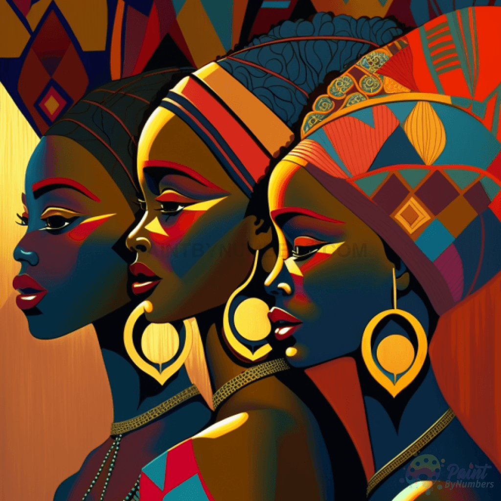 Art Deco Colorful African Ladies Paint By Numbers For Adults
