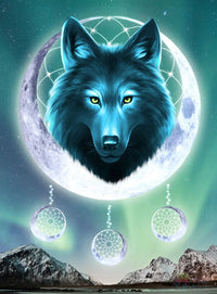 Thumbnail for Black Wolf Aurora Paint By Numbers Kit