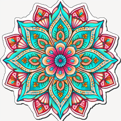 Blue and Pink Mandala Poinsettia Flower