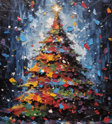 Colorful Christmas Tree Painting
