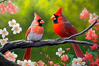 Thumbnail for Cardinals In Spring Paint By Numbers Kit