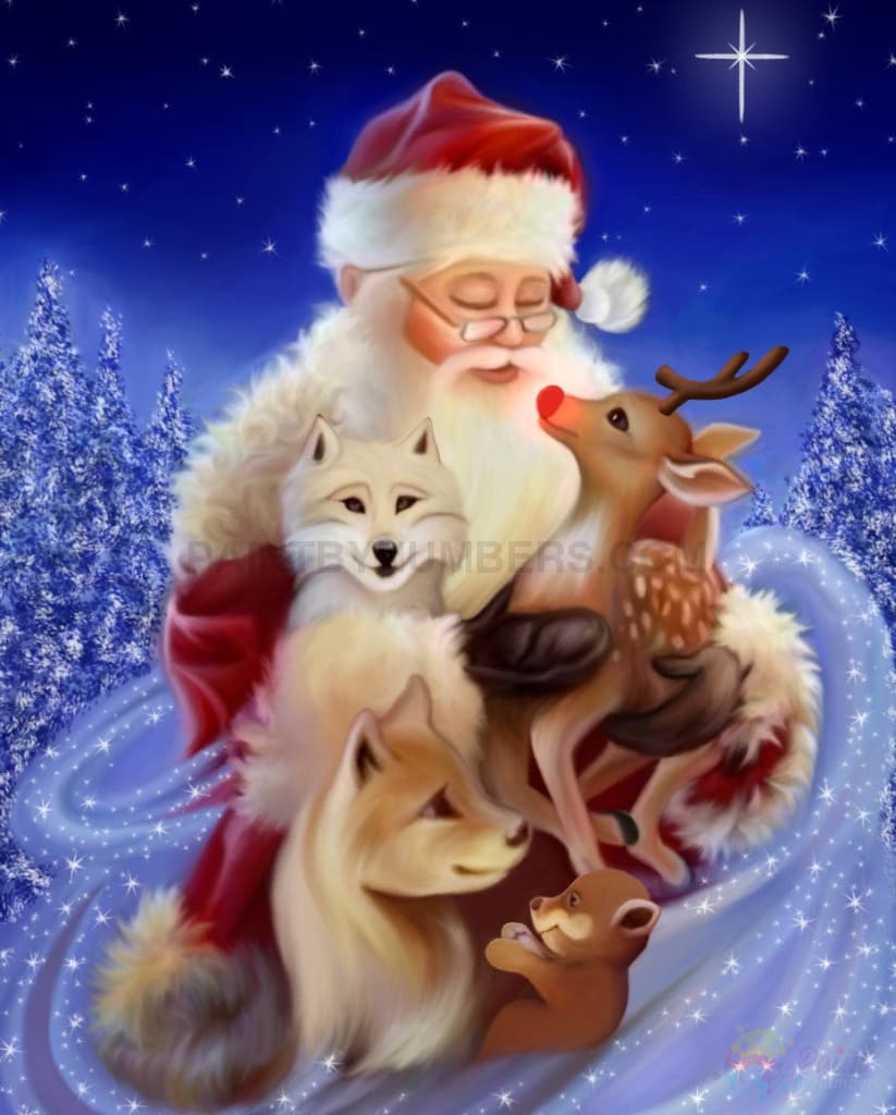 Christmas Santa With Animals Paint By Numbers Kit