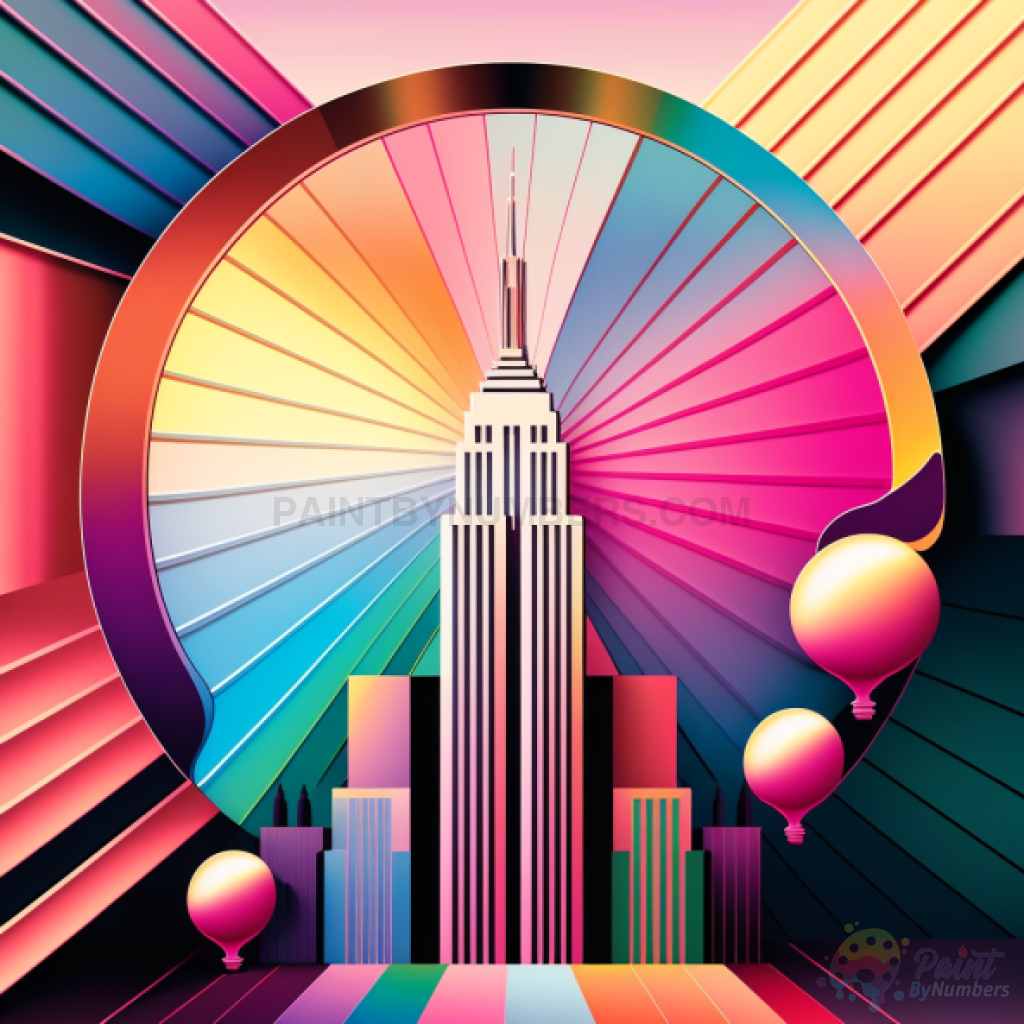 Empire State Building Abstract Art Deco New York Paint By Numbers Kit