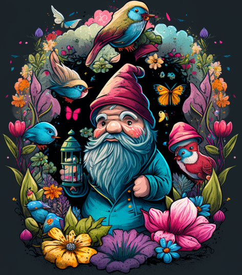 Large Paint By Numbers - Flowery Gnome - Framed - 24x32in
