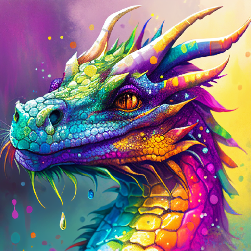 Free Neon Rainbow Dragon Paint By Numbers Kit