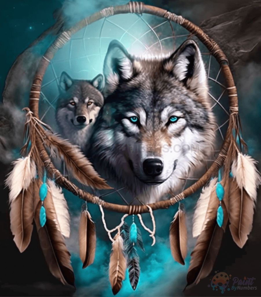 Free Wolf Dream Catcher Paint By Numbers Kit