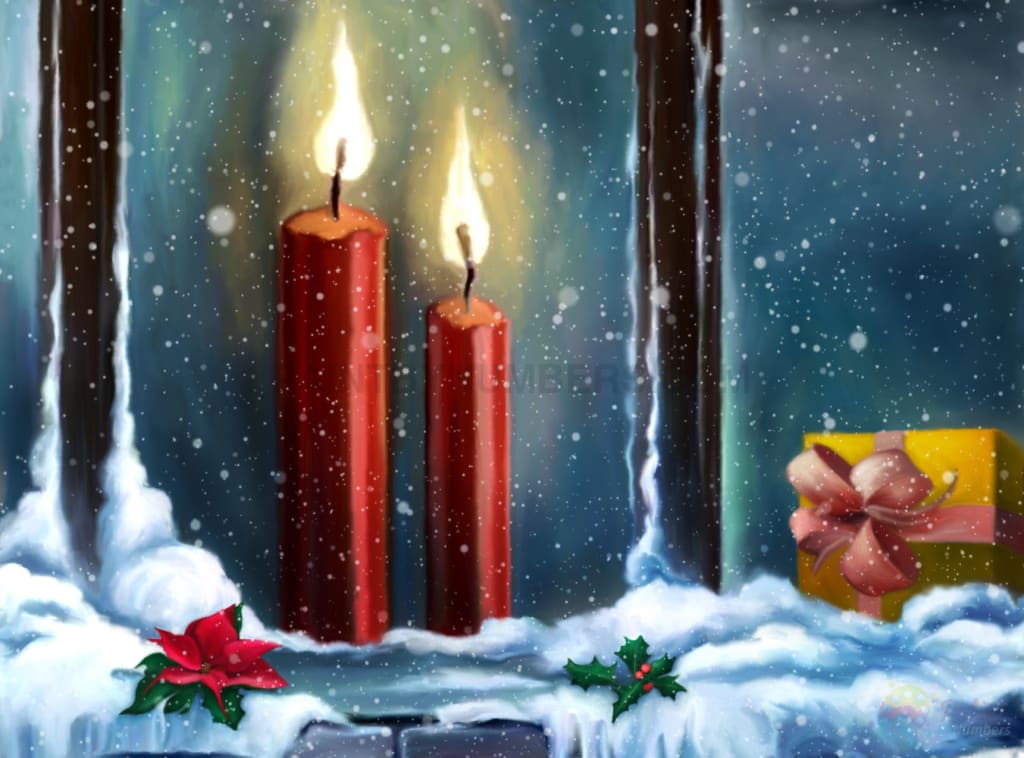 Holiday Candles In The Window Paint By Numbers Kit