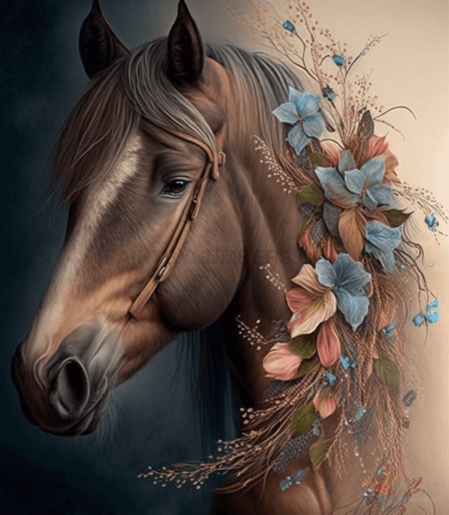 Horse With Flowers Paint By Numbers Kit