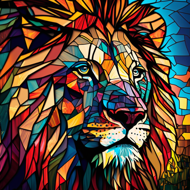 Lion in Stained Glass
