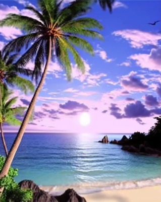 Palm Tree In Purple Cloud Paradise