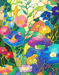 Thumbnail for Pansy Flowers On Stained Glass