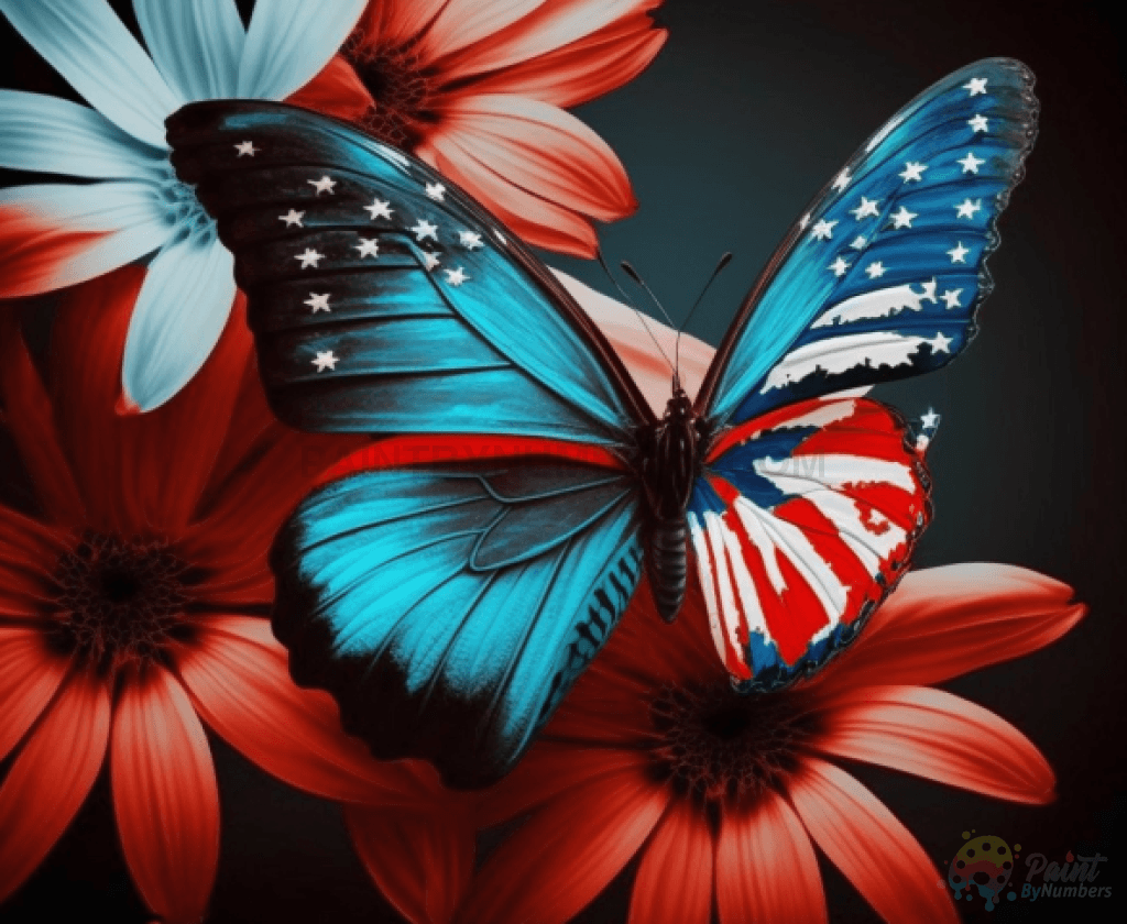 Patriotic Butterfly Paint By Numbers Kit