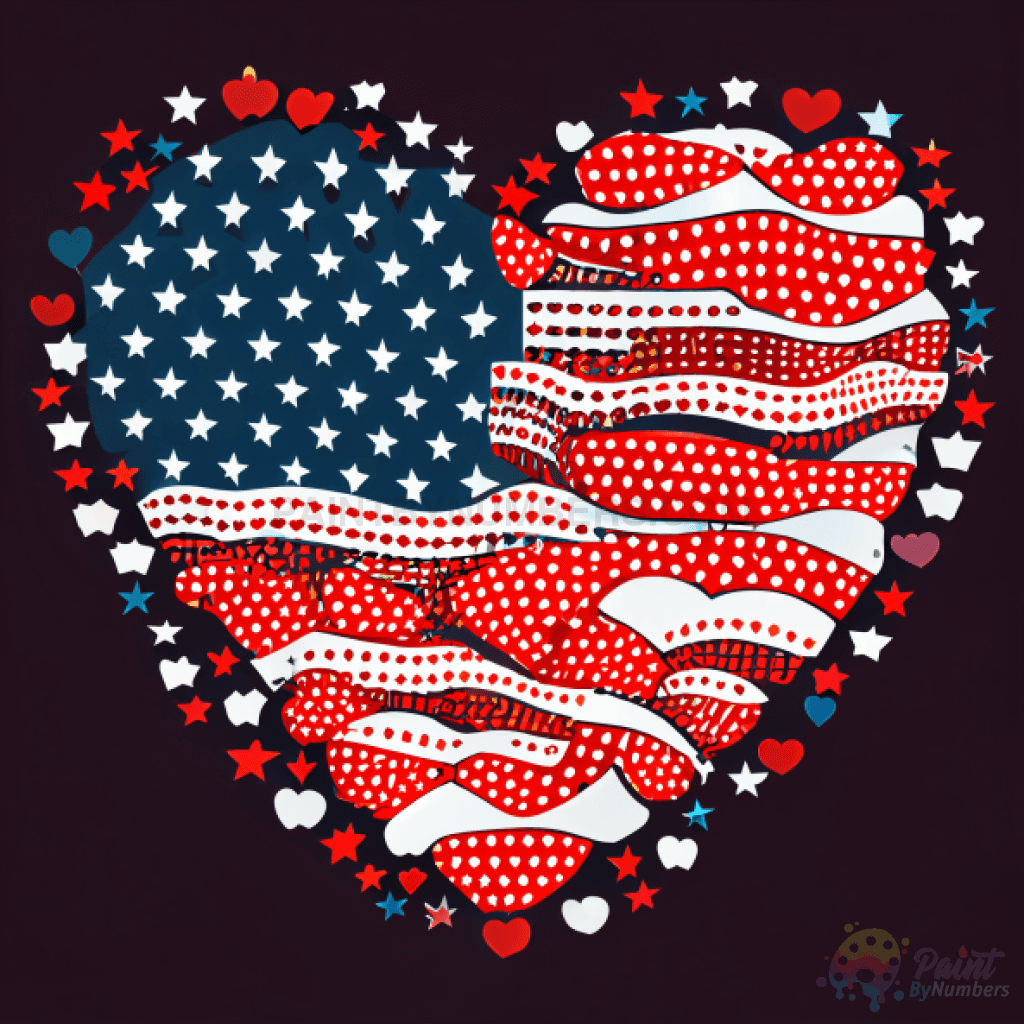 Patriotic Heart Paint By Numbers Kit For Adults