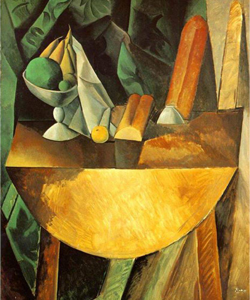 Bread and Fruit Dish on a Table Picasso Paint By Numbers