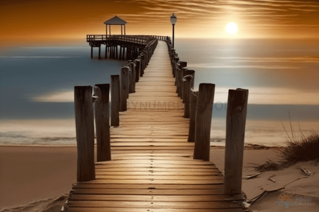 Pier At Sunset Paint By Numbers Kit
