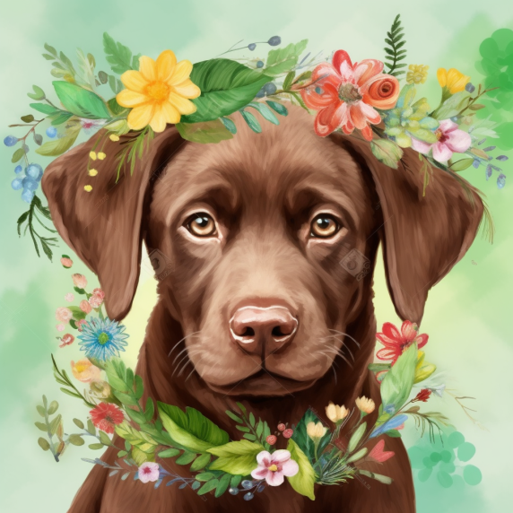Puppy Lab With Flowers