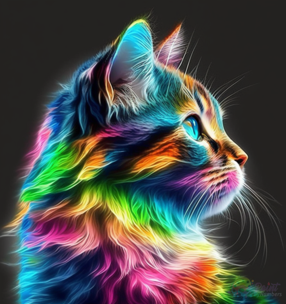Rainbow Kitty Cat Paint By Numbers Kit For Adults