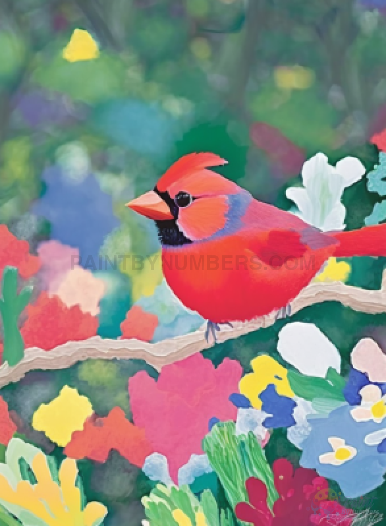 Red Cardinal Bird Paint By Numbers Kit