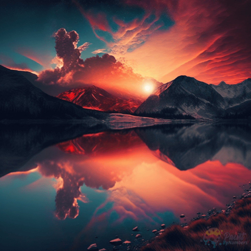 Red Sky Reflections Paint By Numbers Kit